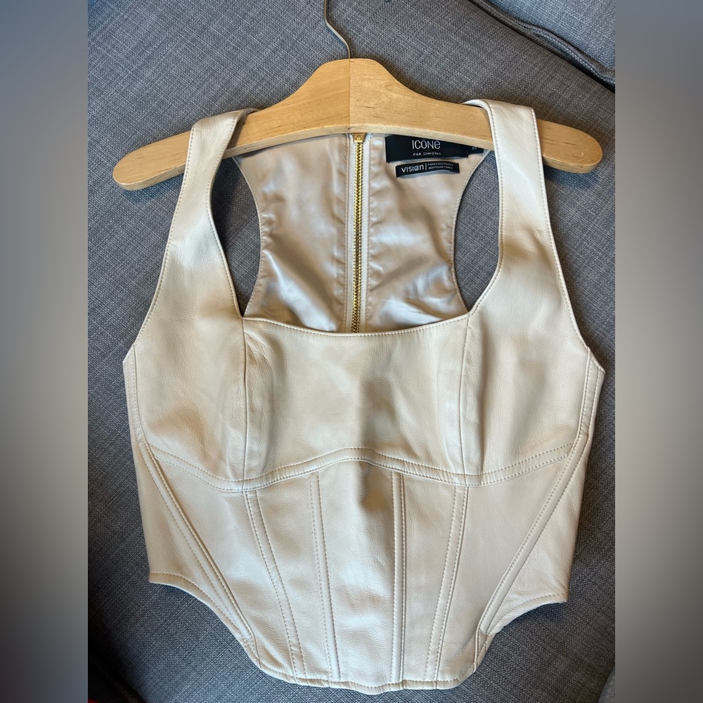 Beige Faux Leather Bustier – Icône by Simons